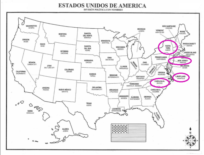 Mapa de estados unidos sin color